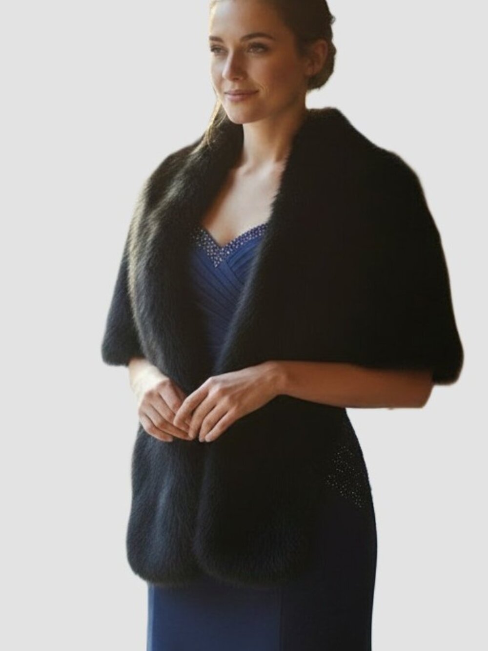 Luxurious Black Faux Fur Wrap